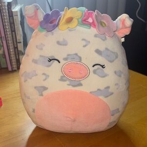 Squishmallow Cute Plush Pig with Floral Crown -Preloved